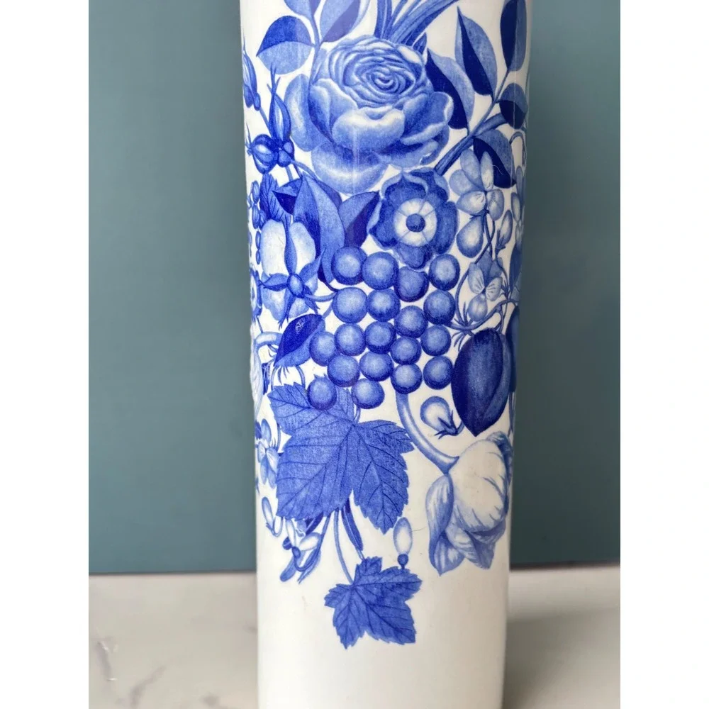 Portmeirion Harvest Blue Spaghetti Jar Vase 1995 Made in England 11in